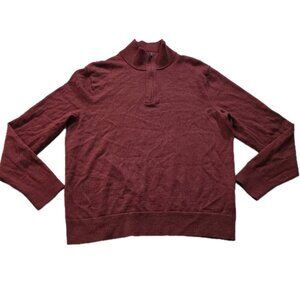 Banana Republic Sweater Mens L Brick Red LS Mock Neck Merino Wool Cottage Casual